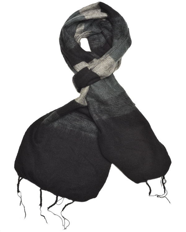 Brushed Woven Striped Scarf in Black