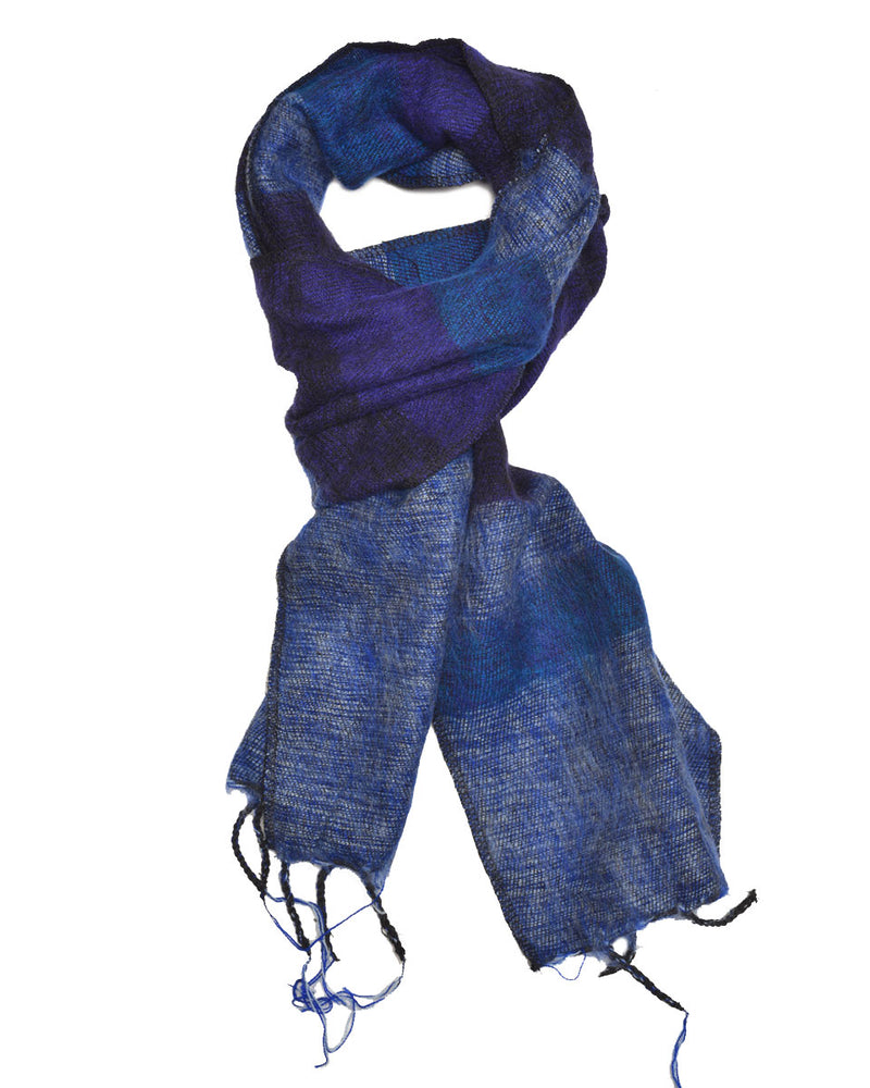 Brushed Woven Striped Scarf in Blue