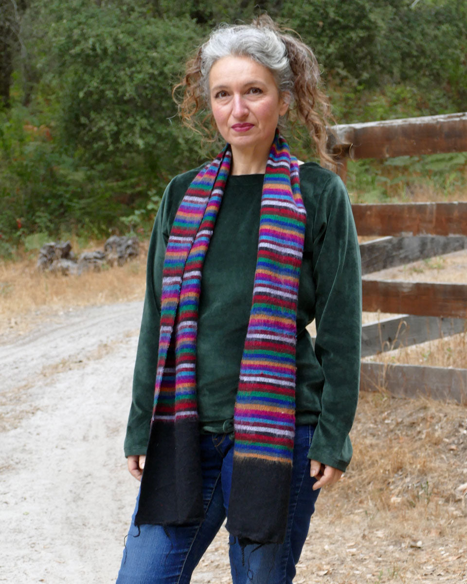 Multi Striped Brushed Woven Scarf