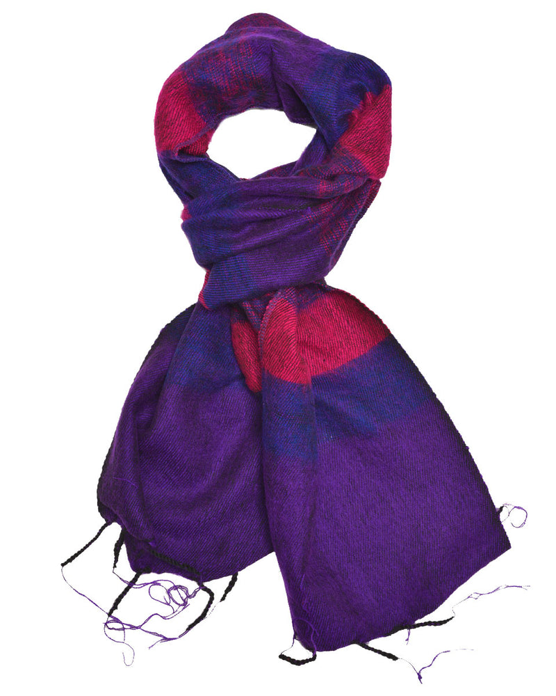 Brushed Woven Striped Scarf in Purple