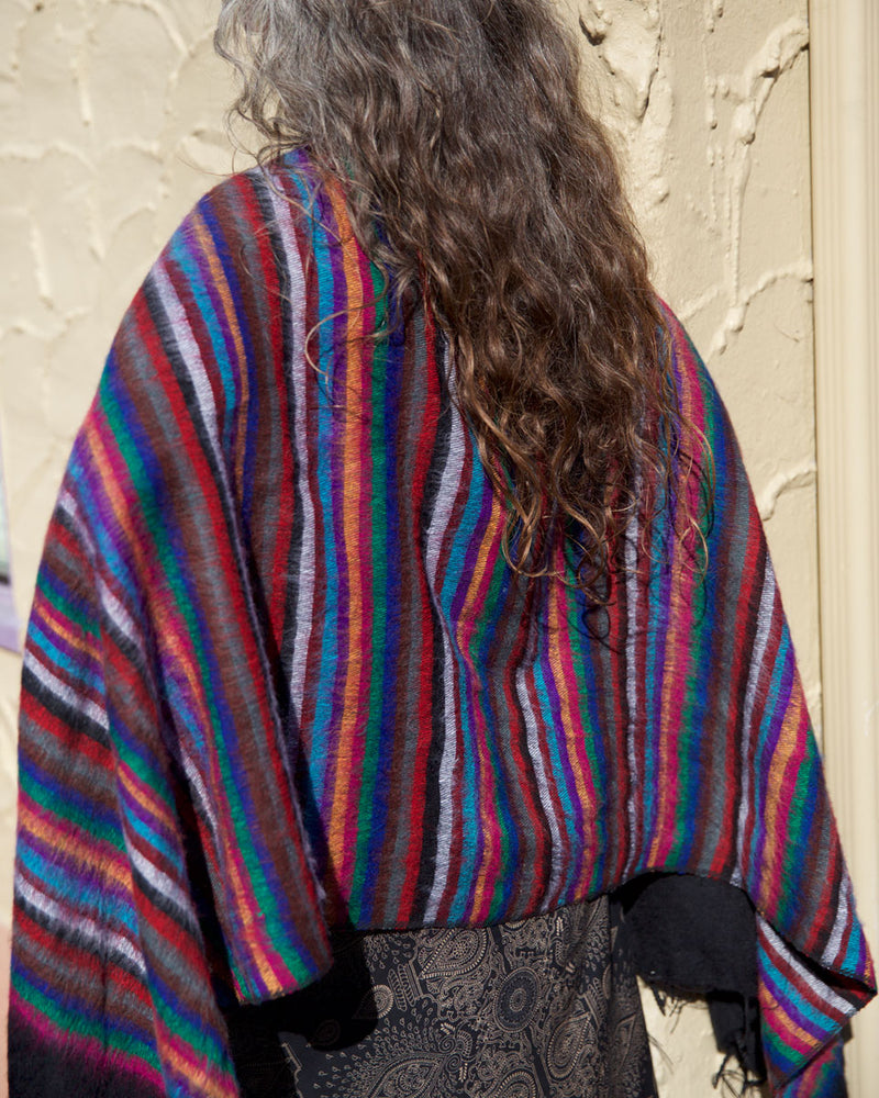 Multi Striped Brushed Woven Shawl