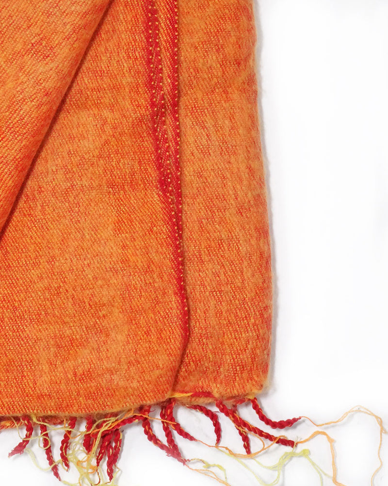 Brushed Woven Blanket in Tangerine