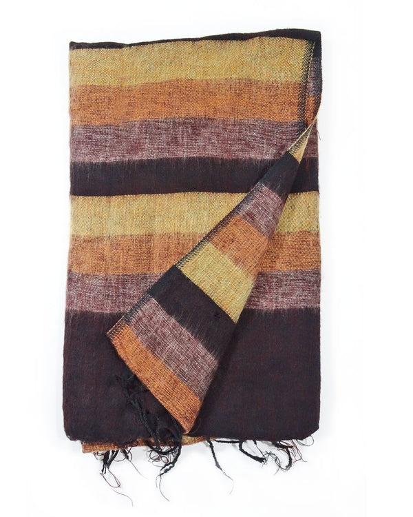 Brushed Woven Striped Blanket in Brown