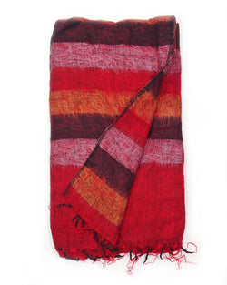 Brushed Woven Striped Blanket in Red