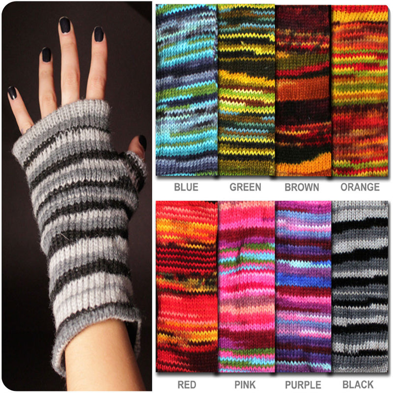 Multi-Striped Fingerless Gloves