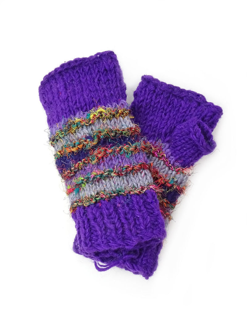 Wool and Silk Knit Fingerless Gloves
