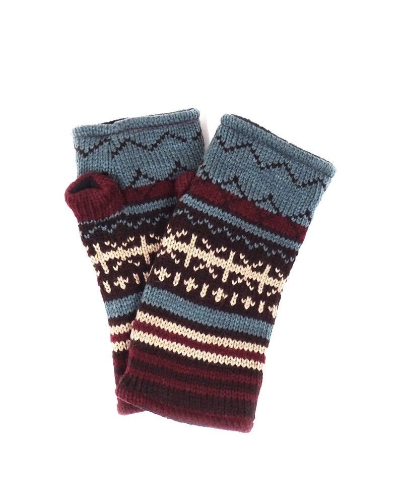 Intarsia Knit Fingerless Gloves