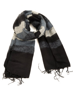 Brushed Woven Striped Shawl in Black