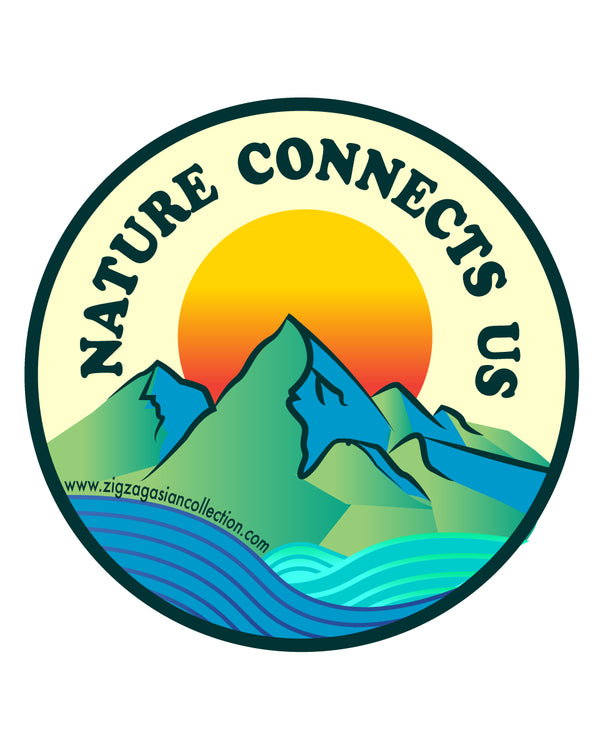 "Nature Connects Us" Zig Zag Sticker