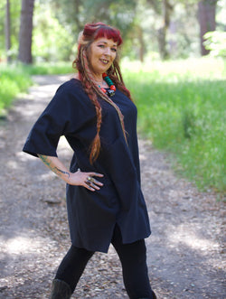 Wide Cotton Dress with Pockets